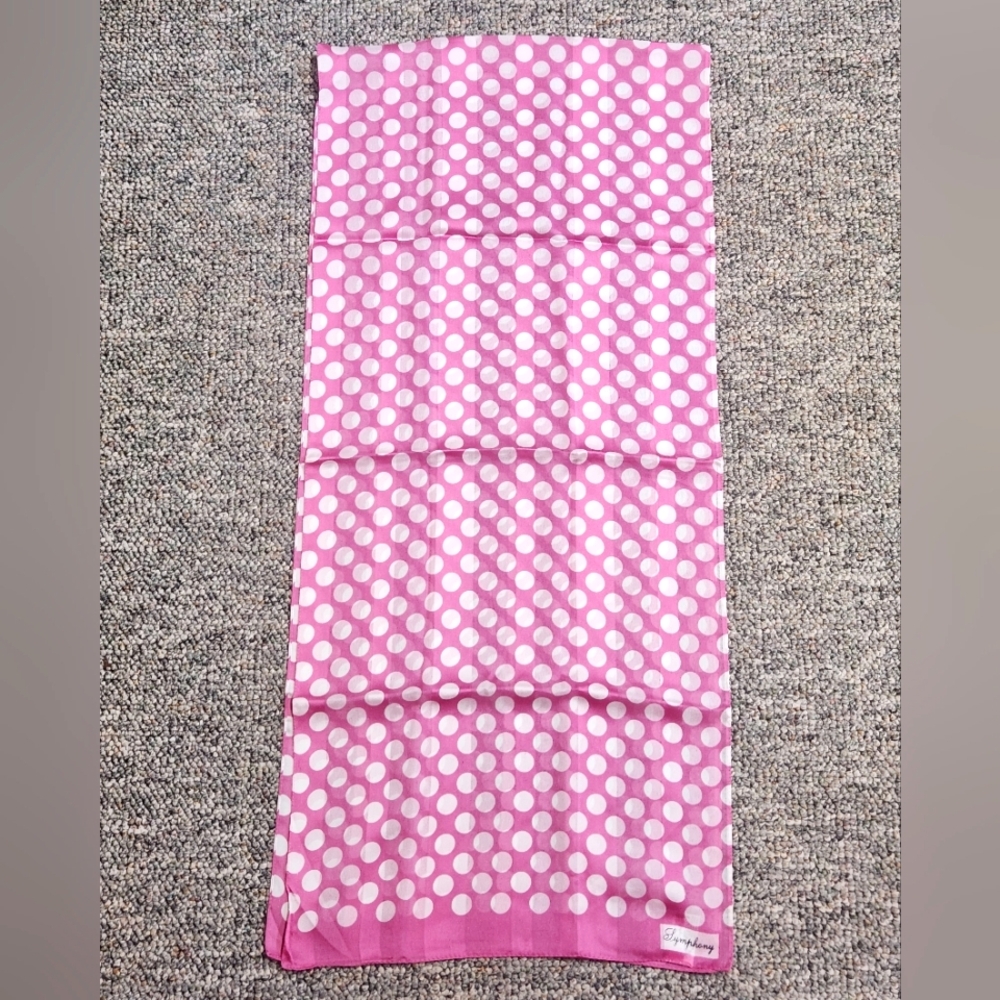 Symphony Scarfs Pink and White Polka Dot Scarf